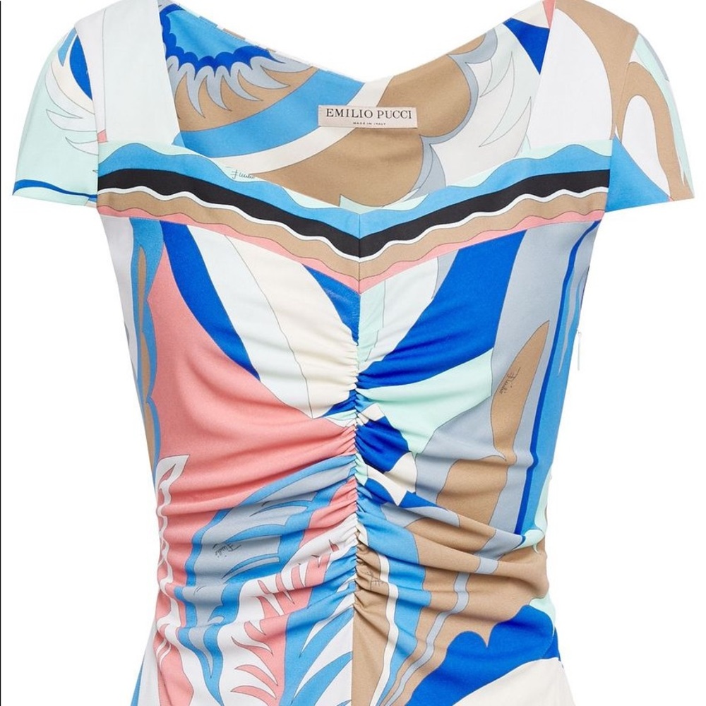 EMILIO PUCCI
Ruched printed jersey top